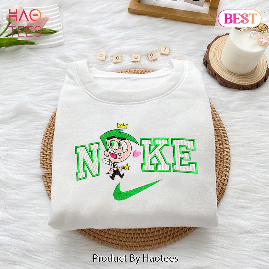 BEST Cosmo and Wanda Fairly Odd Parents Embroidered Shirt BEST Cosmo and Wanda Fairly Odd Parents Embroidered Shirt