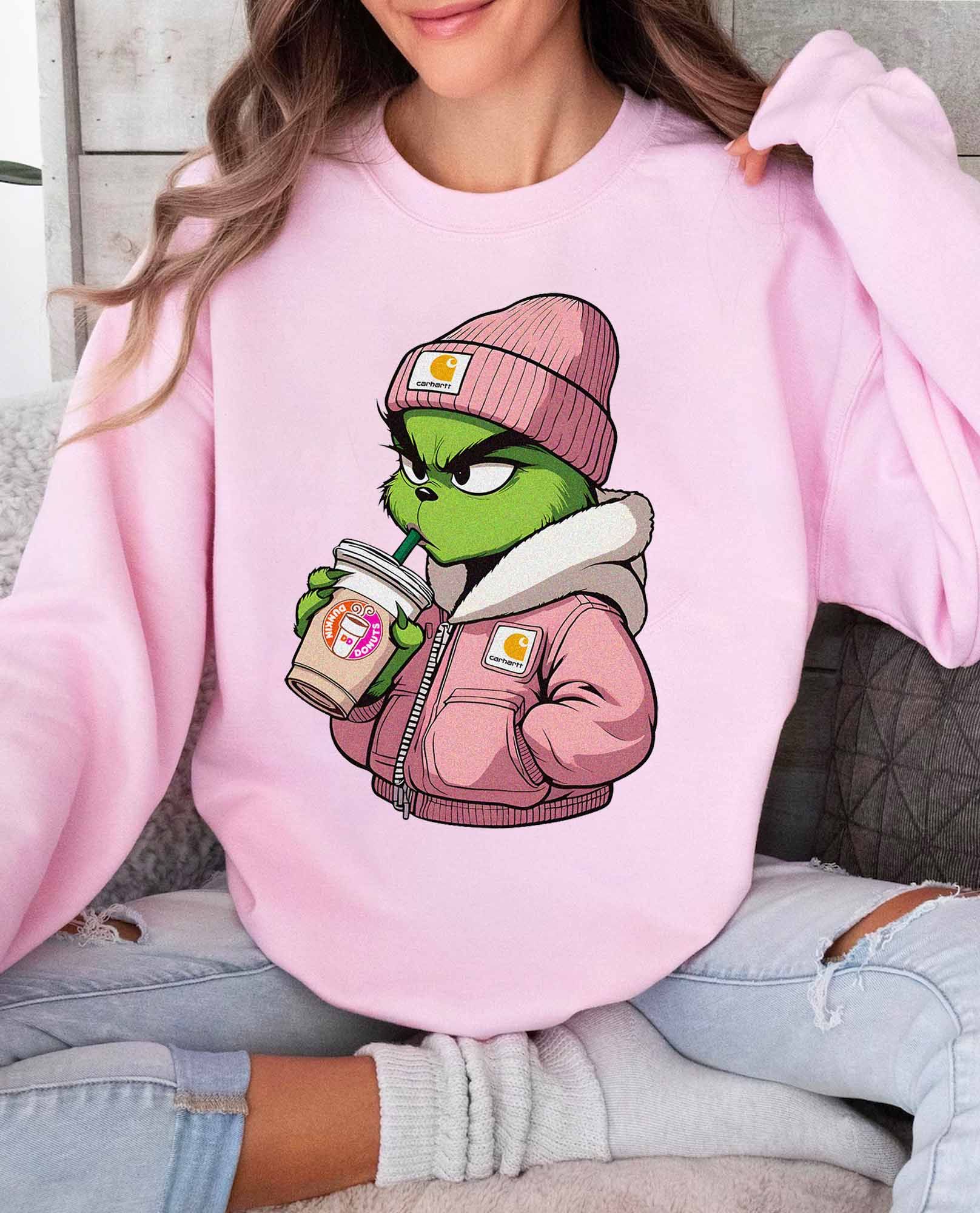 BEST Grinch Carhatt pink Christmas Sweatshirt BEST Grinch Carhatt pink Christmas Sweatshirt