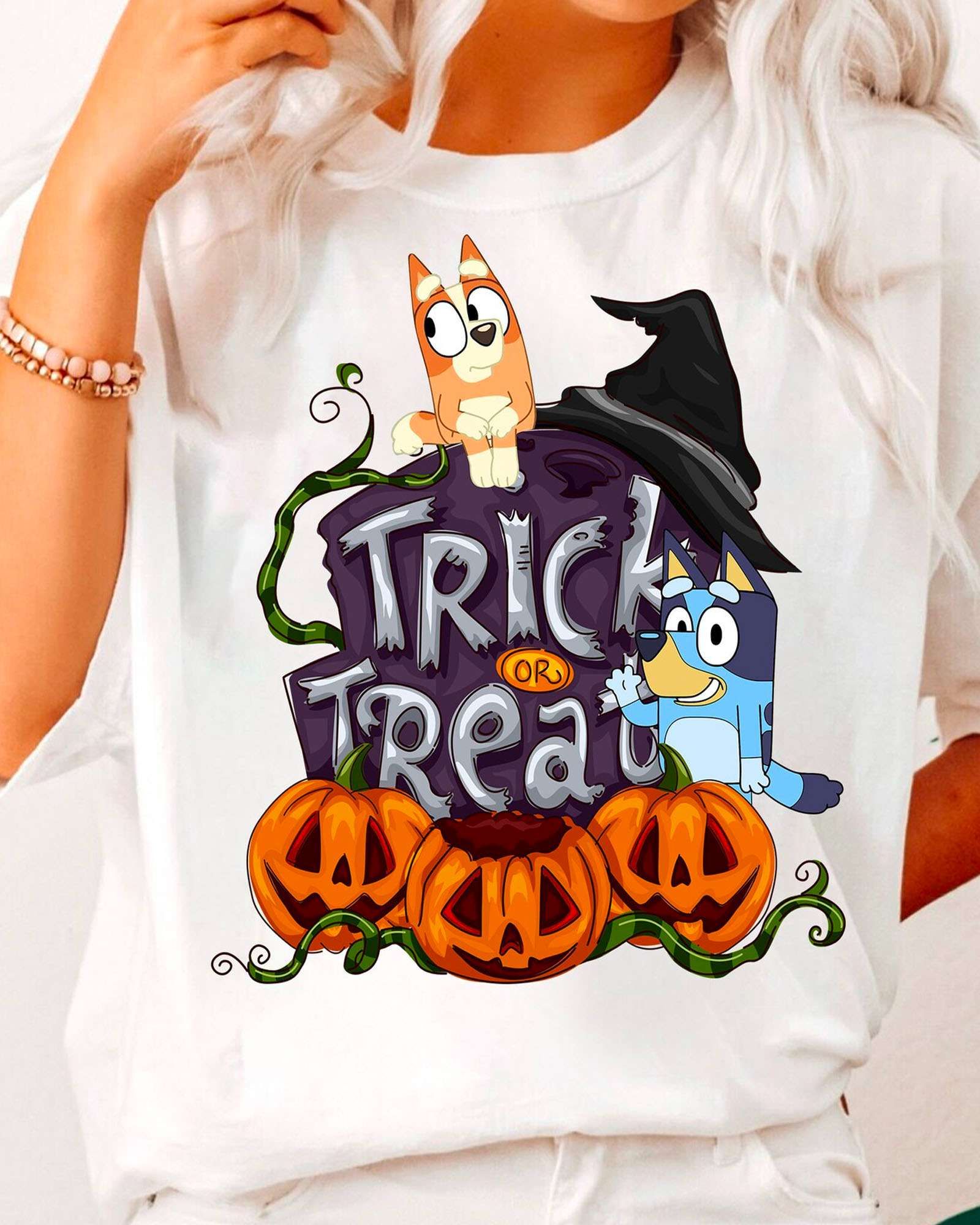 HOT Bluey Trick or Treat Halloween Shirt