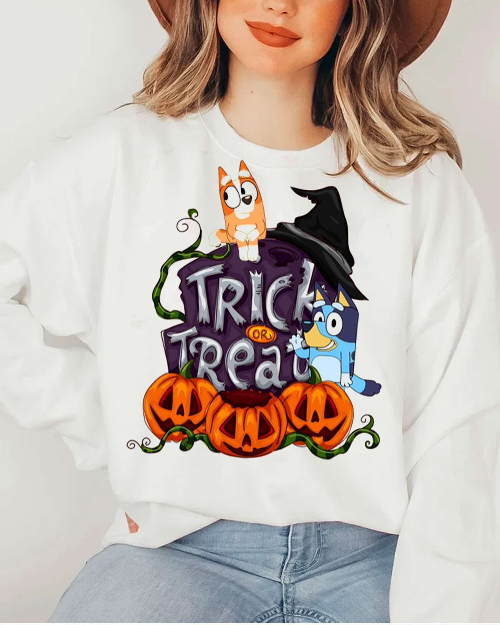 HOT Bluey Trick or Treat Halloween Shirt HOT Bluey Trick or Treat Halloween Shirt
