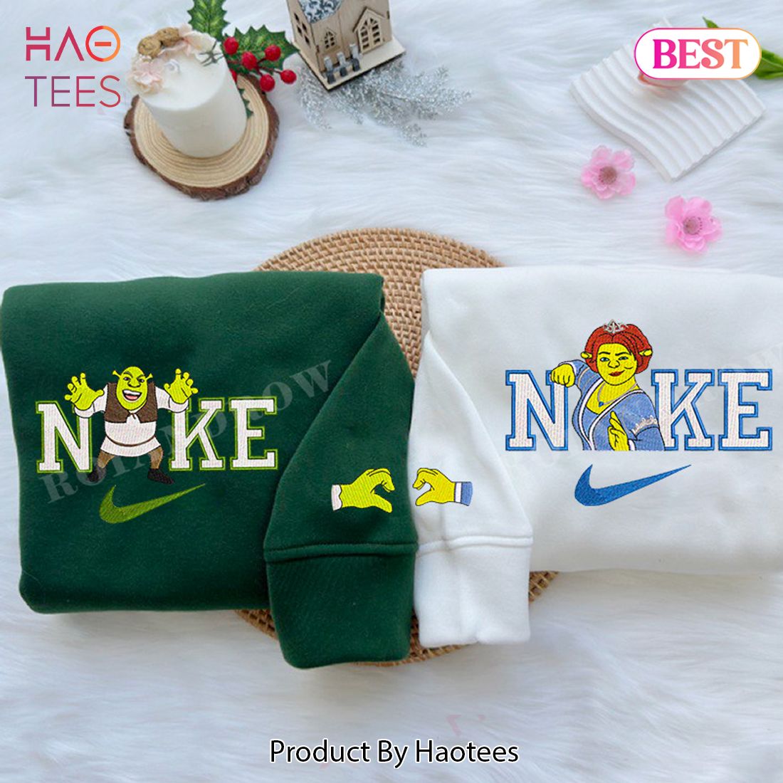 HOT Shrek and Princess Fiona Embroidered Youth Sweatshirt