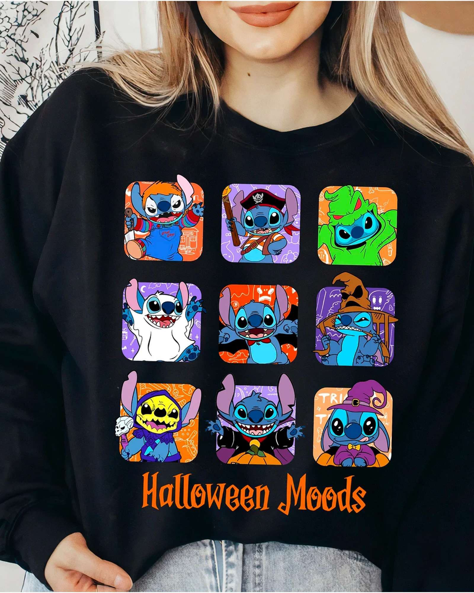 HOT Stitch Halloween Mood Sweatshirt, T-Shirt HOT Stitch Halloween Mood Sweatshirt, T-Shirt