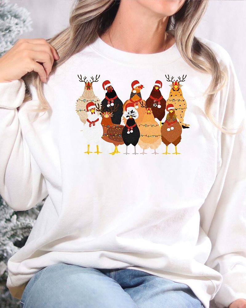 HOT TREND Lovely Chickens Christmas  Ver 2  Christmas Sweatshirt