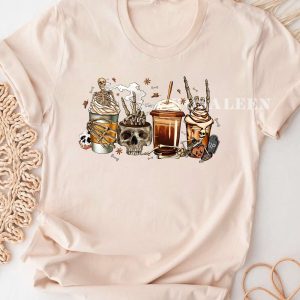 HOT TREND Skeleton Coffee Cups Sweatshirt Halloween Shirt
