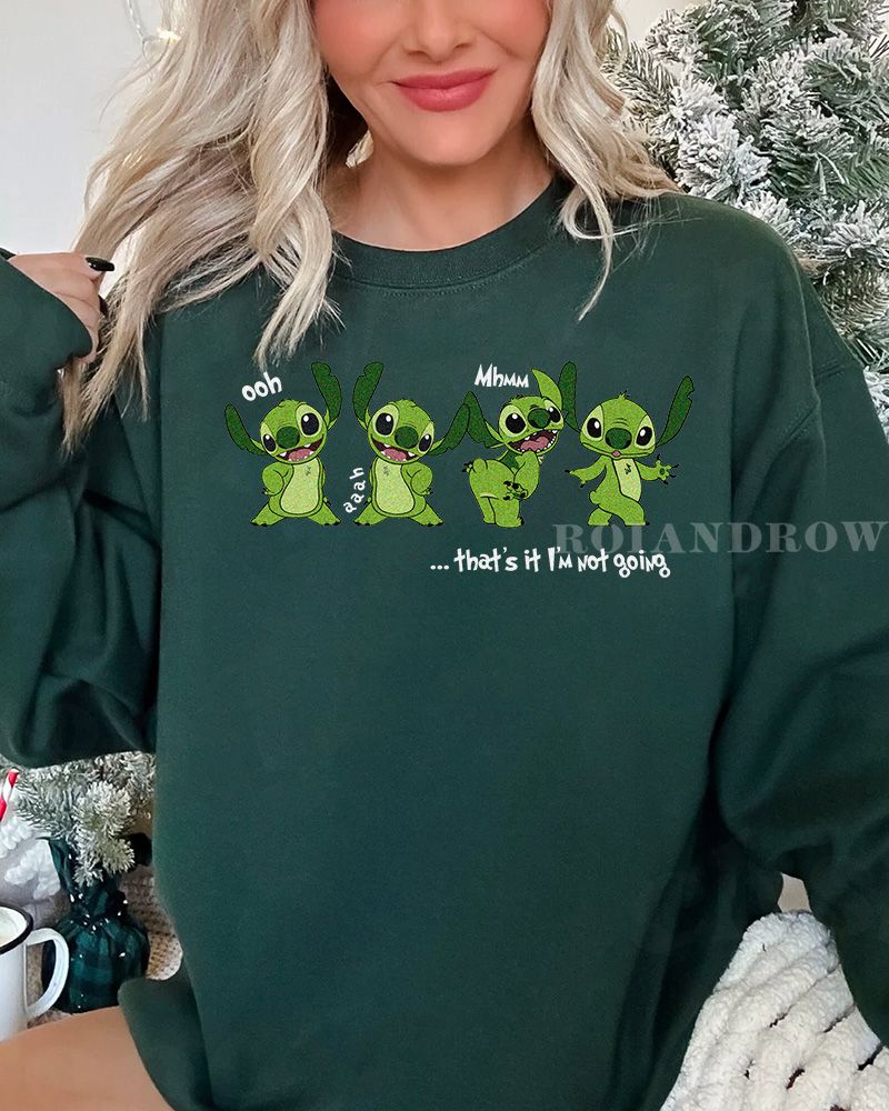 HOT TREND Stitch Grinch Ohh Ahh Mhm Christmas Sweatshirt