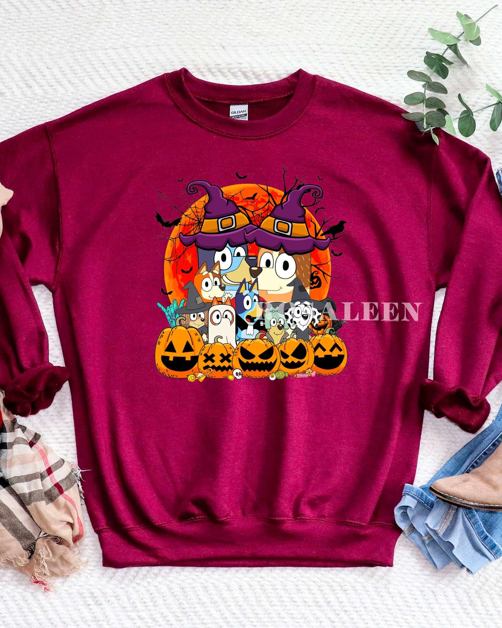 LUXURY Bluey Friends Vintage Halloween Sweatshirt, T-Shirt LUXURY Bluey Friends Vintage Halloween Sweatshirt, T-Shirt