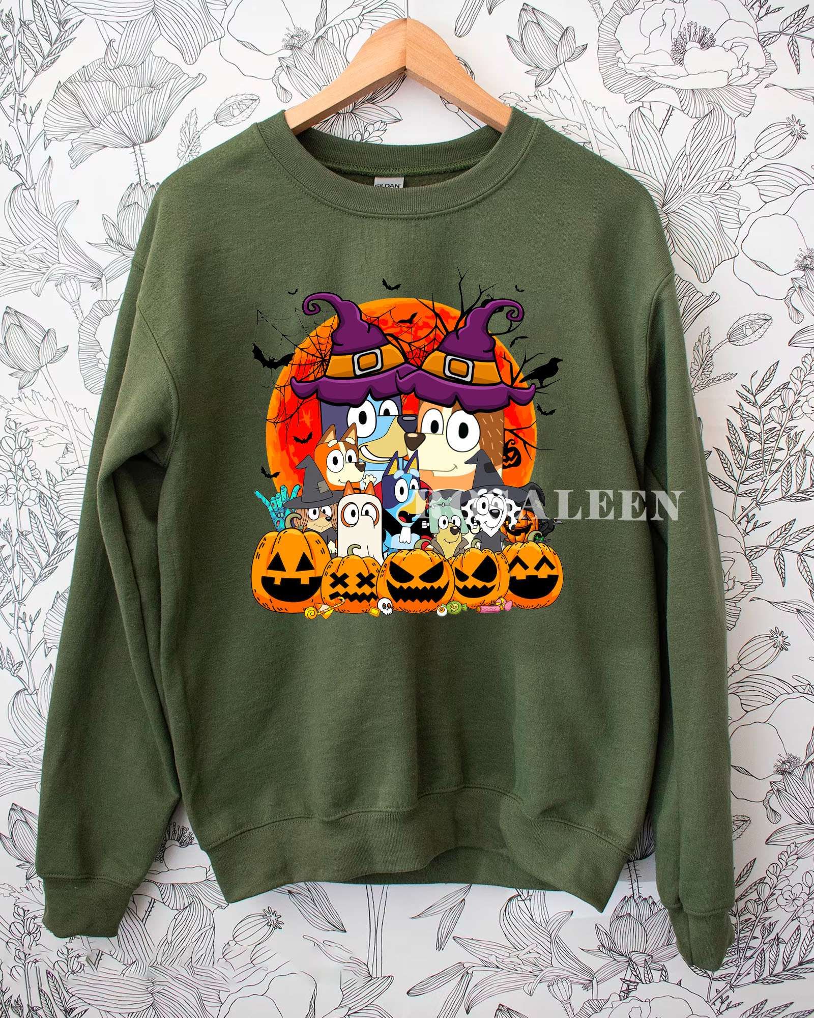 LUXURY Bluey Friends Vintage Halloween Sweatshirt, T-Shirt LUXURY Bluey Friends Vintage Halloween Sweatshirt, T-Shirt