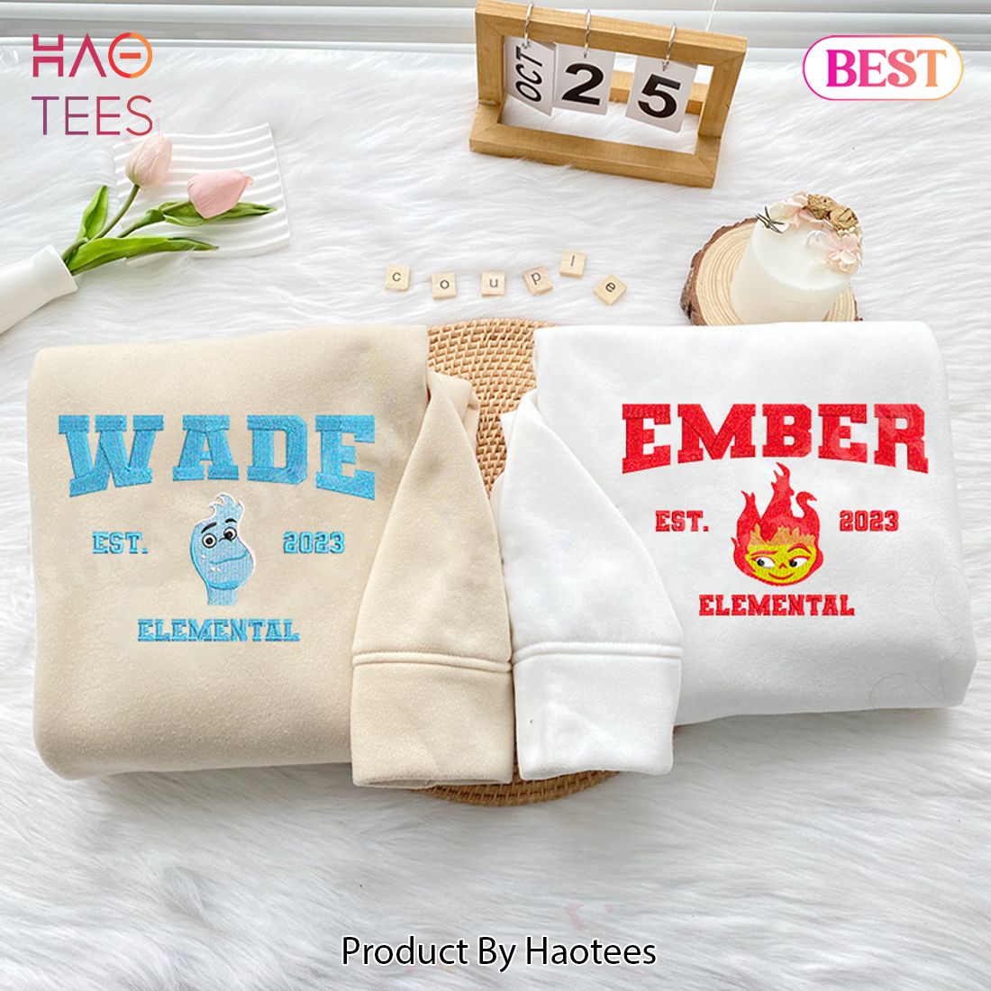 LUXURY Elemental Ember and Wade  Ver 2  Embroidered Youth Sweatshirt