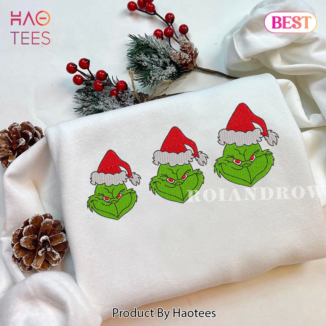 LUXURY Grinch – Christmas Embroidered Youth Sweatshirt
