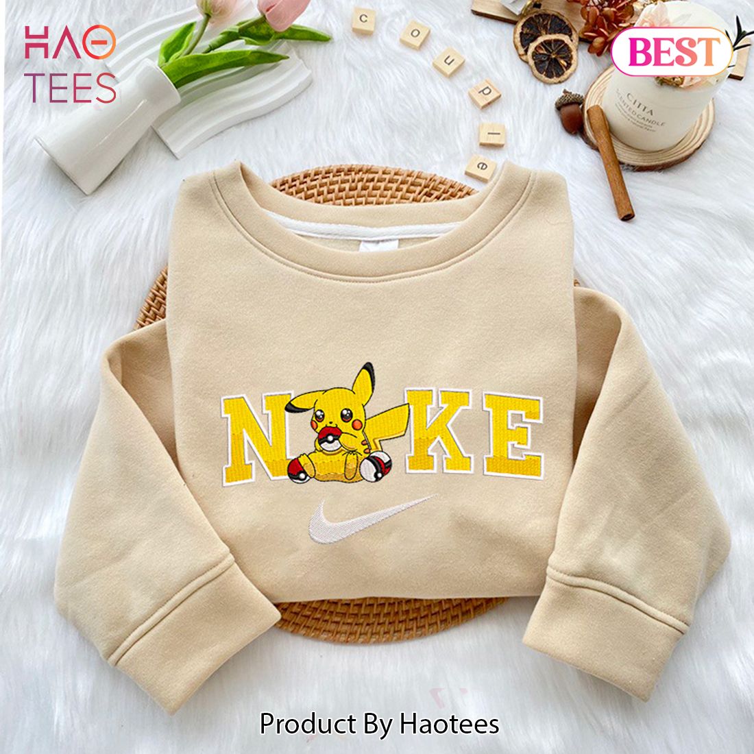 LUXURY Pikachu – Embroidered Youth Sweatshirt