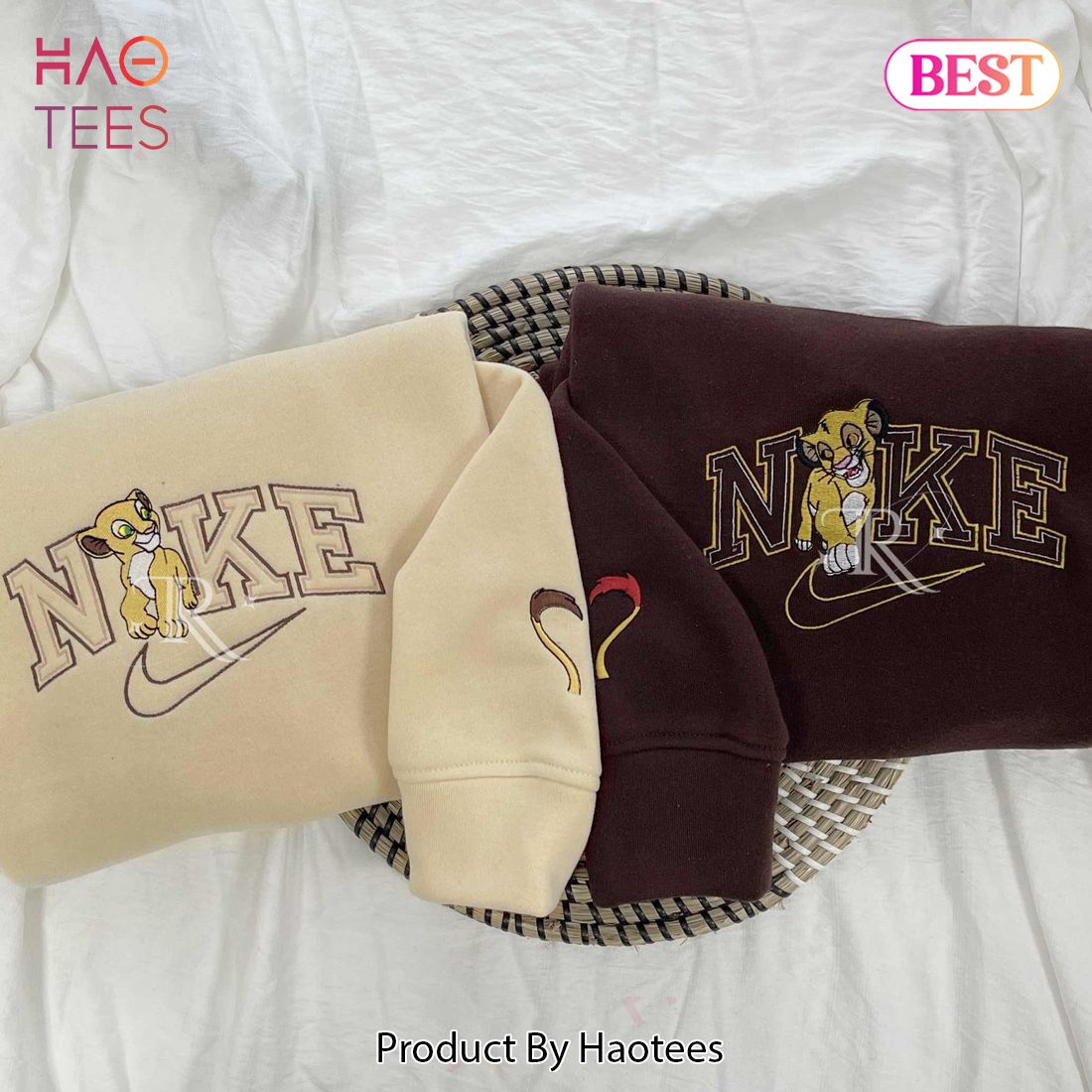 LUXURY Simba & Nala – Embroidered Youth Sweatshirt