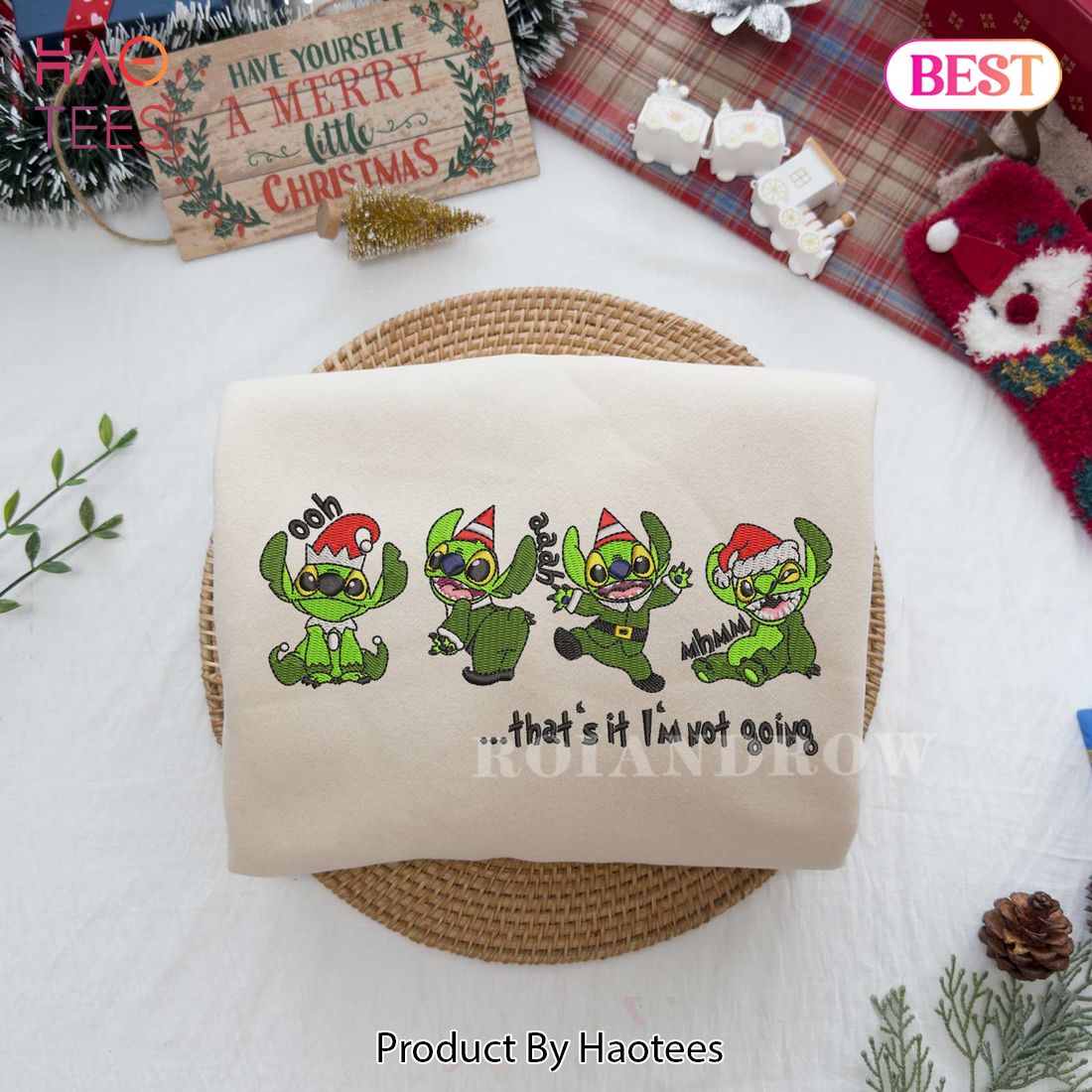 LUXURY Stitch Grinch Chirstmas Ohh Ahh Mhm - Christmas Embroidered Sweatshirt LUXURY Stitch Grinch Chirstmas Ohh Ahh Mhm - Christmas Embroidered Sweatshirt
