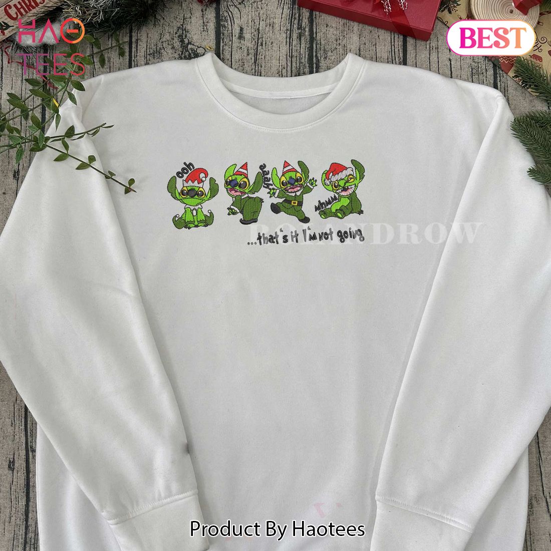 LUXURY Stitch Grinch Chirstmas Ohh Ahh Mhm - Christmas Embroidered Sweatshirt LUXURY Stitch Grinch Chirstmas Ohh Ahh Mhm - Christmas Embroidered Sweatshirt