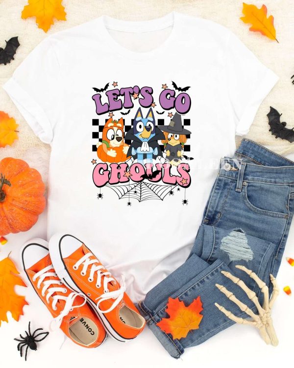 NEW Bluey Let Go Ghouls Halloween Kids shirt