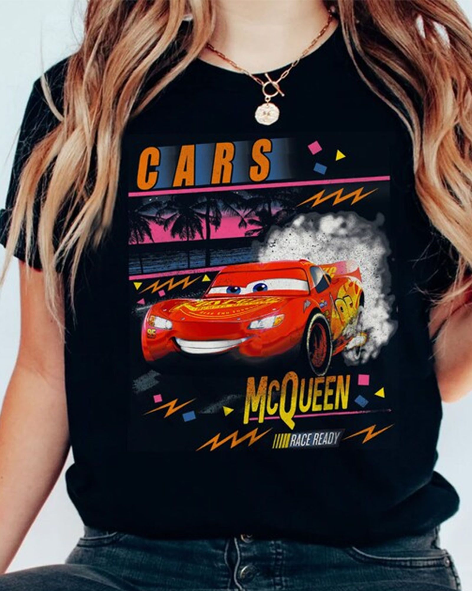 NEW Palm Tree Sunset Lightning McQueen Shirt