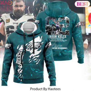 NEW Philadelphia Eagles 62 Jason Kelce Signature Thank You For The Memories Hoodie