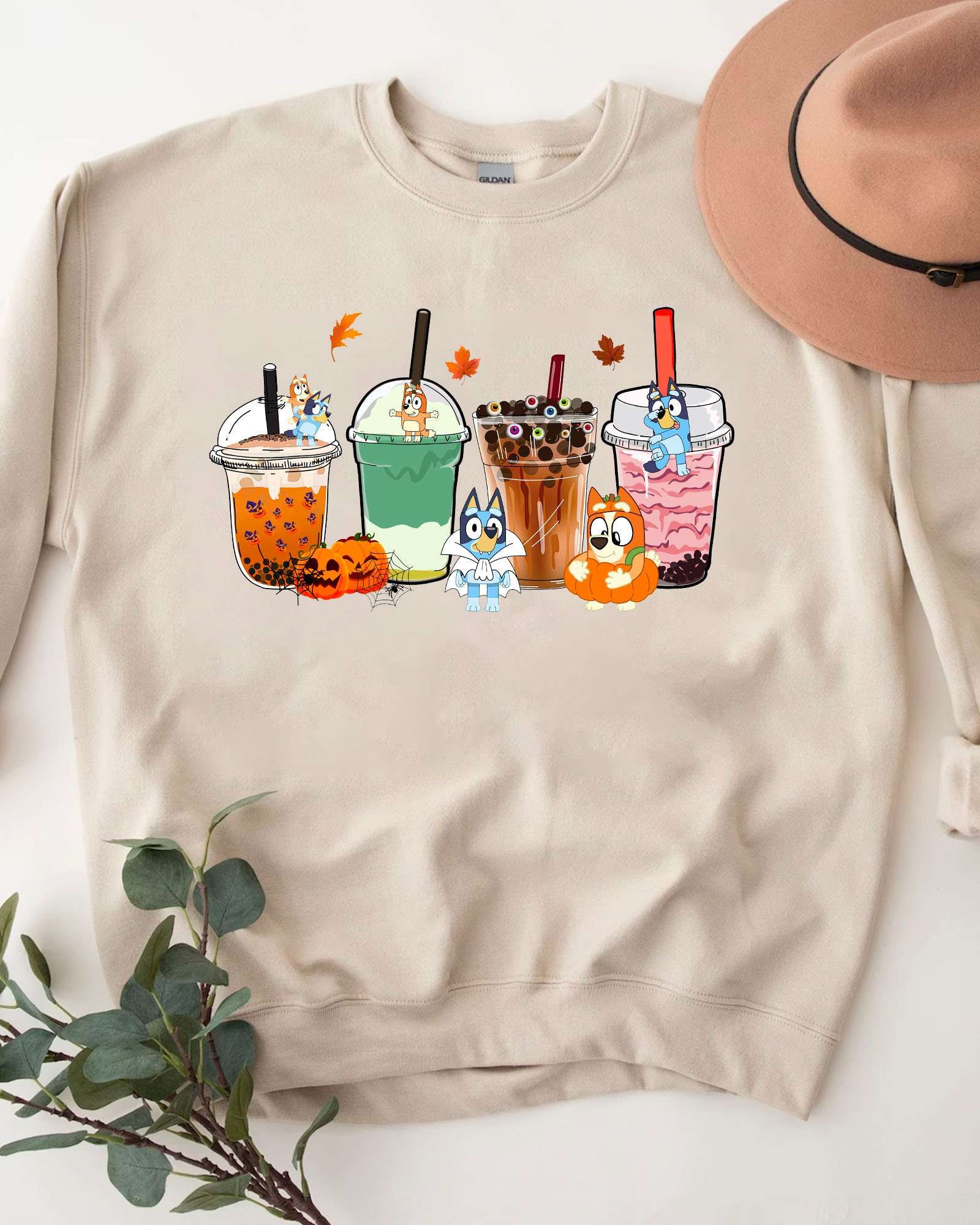 PREMIUM Bluey Coffee Cup Halloween Sweatshirt
