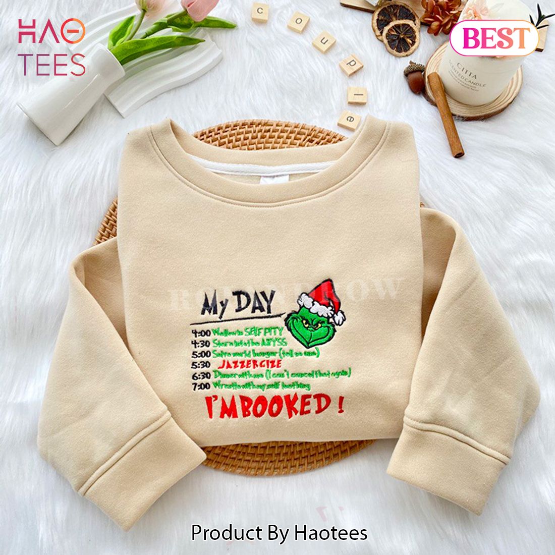 PREMIUM Grinch my day - Christmas Embroidered Sweatshirt PREMIUM Grinch my day - Christmas Embroidered Sweatshirt