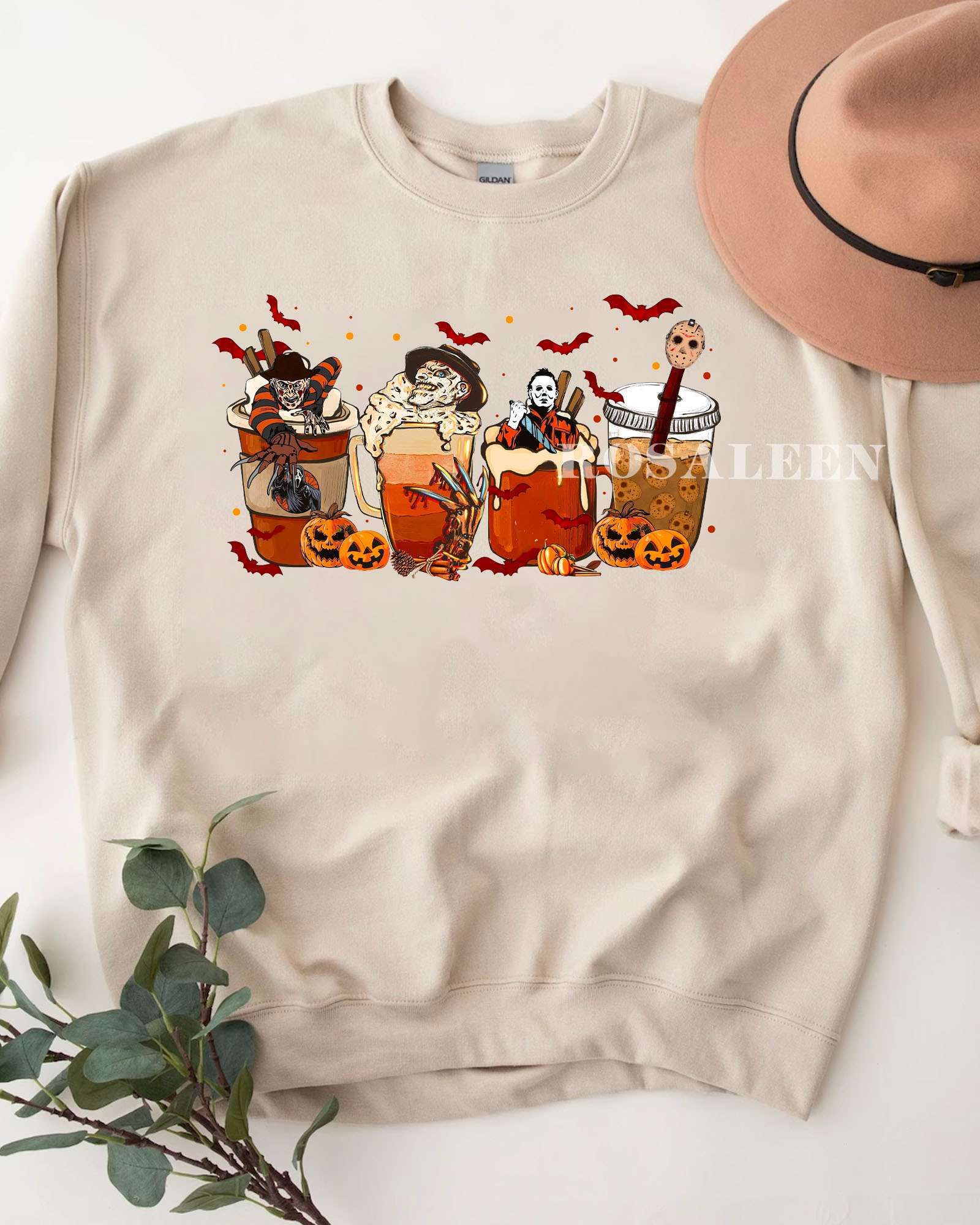 TRENDING Horror Characters Coffee Cup T-Shirt Halloween Shirt TRENDING Horror Characters Coffee Cup T-Shirt Halloween Shirt