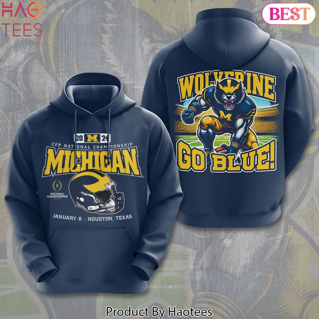 2024 CFP National Championship Michigan Wolverines Go Blue Design Hoodie