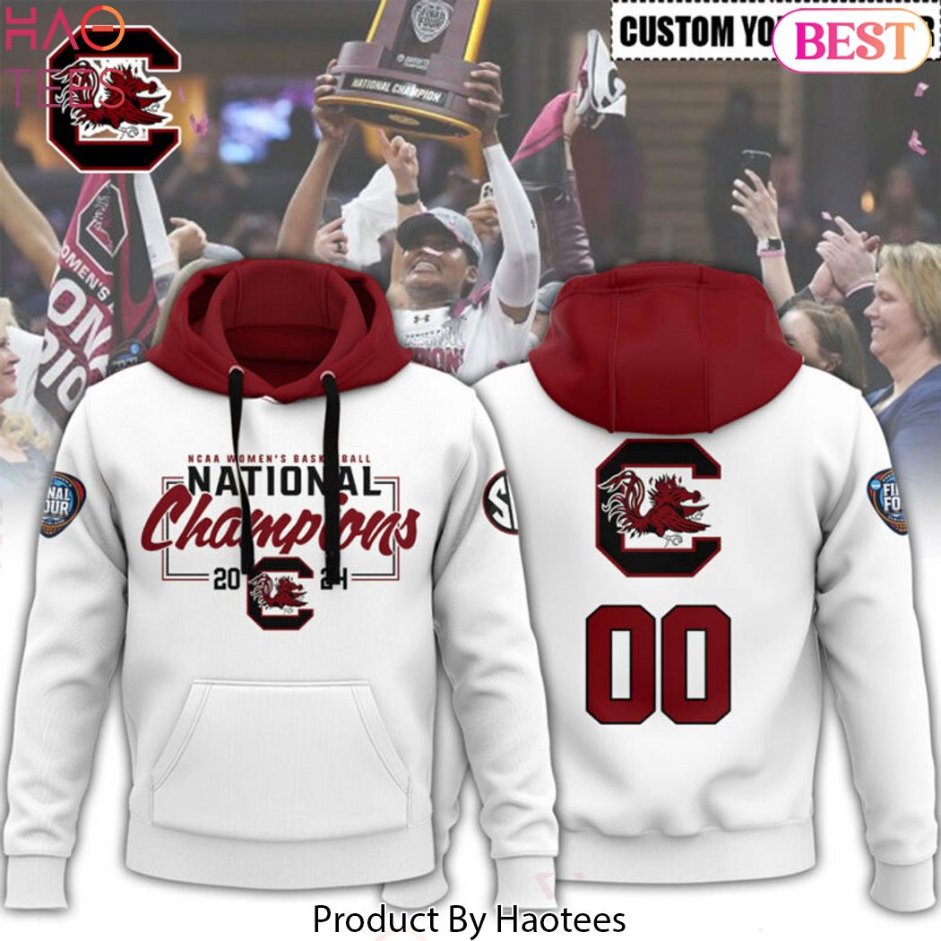 2024 NCAA Womens Basketball National Champions South Carolina Gamecocks  Design White Hoodie