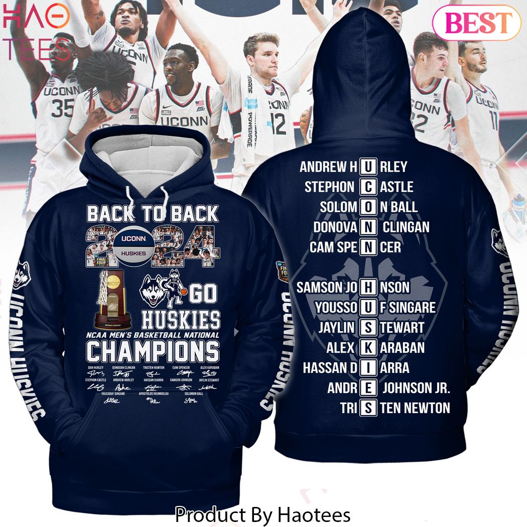 Back To Back 2024 NCAA Men Basketball National Champions UConn Huskies Signature Hoodie Back To Back 2024 NCAA Men Basketball National Champions UConn Huskies Signature Hoodie