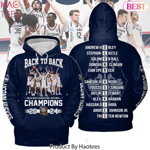 Back To Back NCAA Men Basketball National Champions UConn Huskies Hoodie
