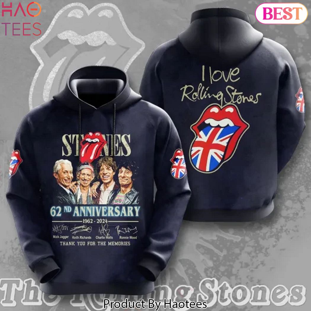 The Rolling Stones 62nd Anniversary 1962-2024 Signature Thank You For The Memories Hoodie