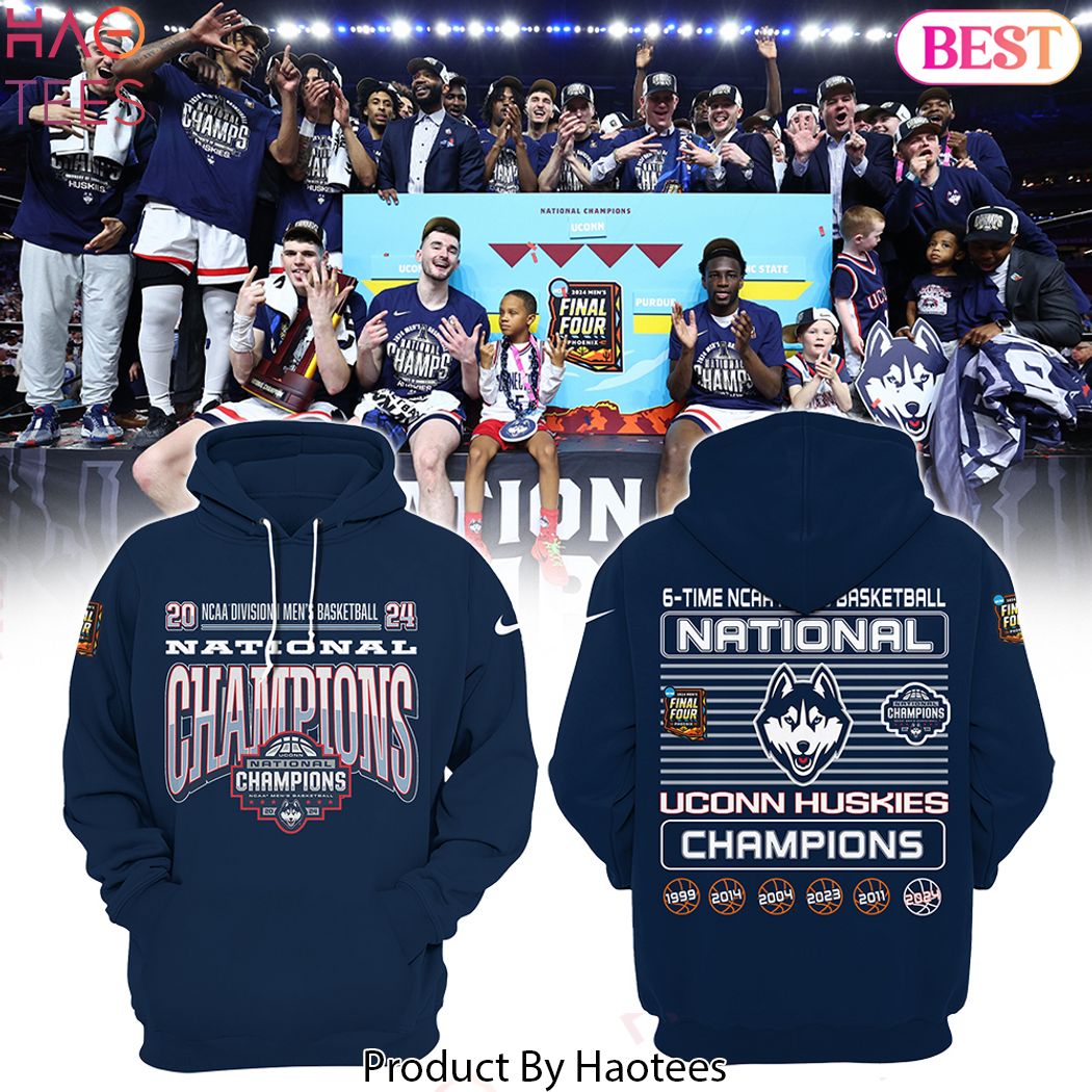 Uconn Huskies Mens Basketball Six-time Ncaa Champions Hoodie