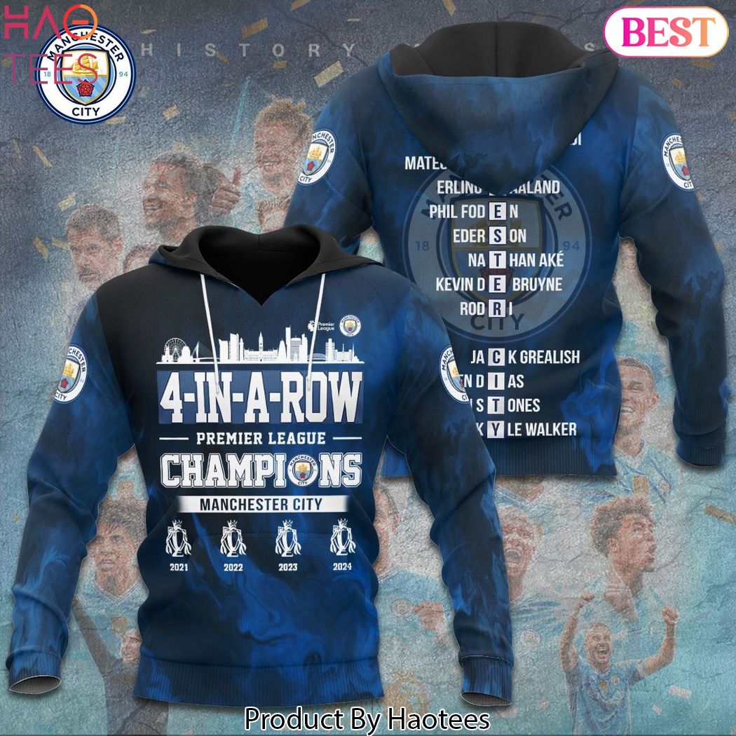 4 In A Row Premier League Champions Manchester City Hoodie