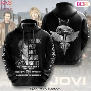 Bon Jovi 40th Anniversary 1984-2024 Signature Thank You And Good Night Hoodie