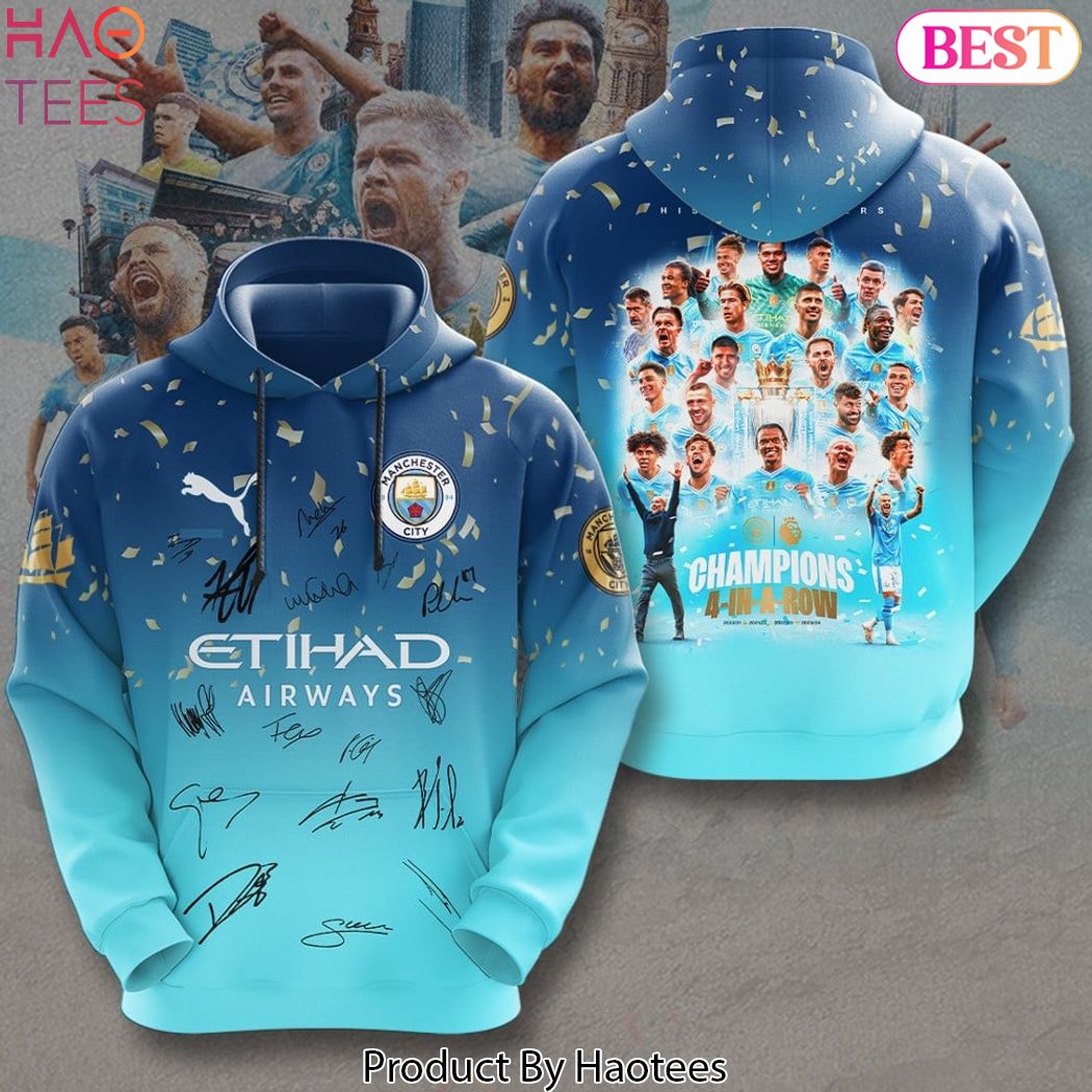 Champions 4 In A Row Manchester City Signature Hoodie