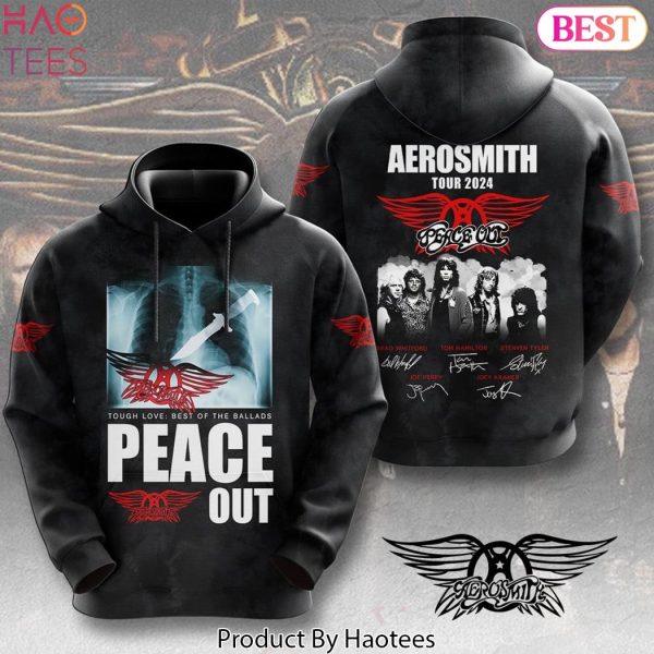 Tour 2024 Tough Love Best Of The Ballads Peace Out Aerosmith Siganture Design Hoodie