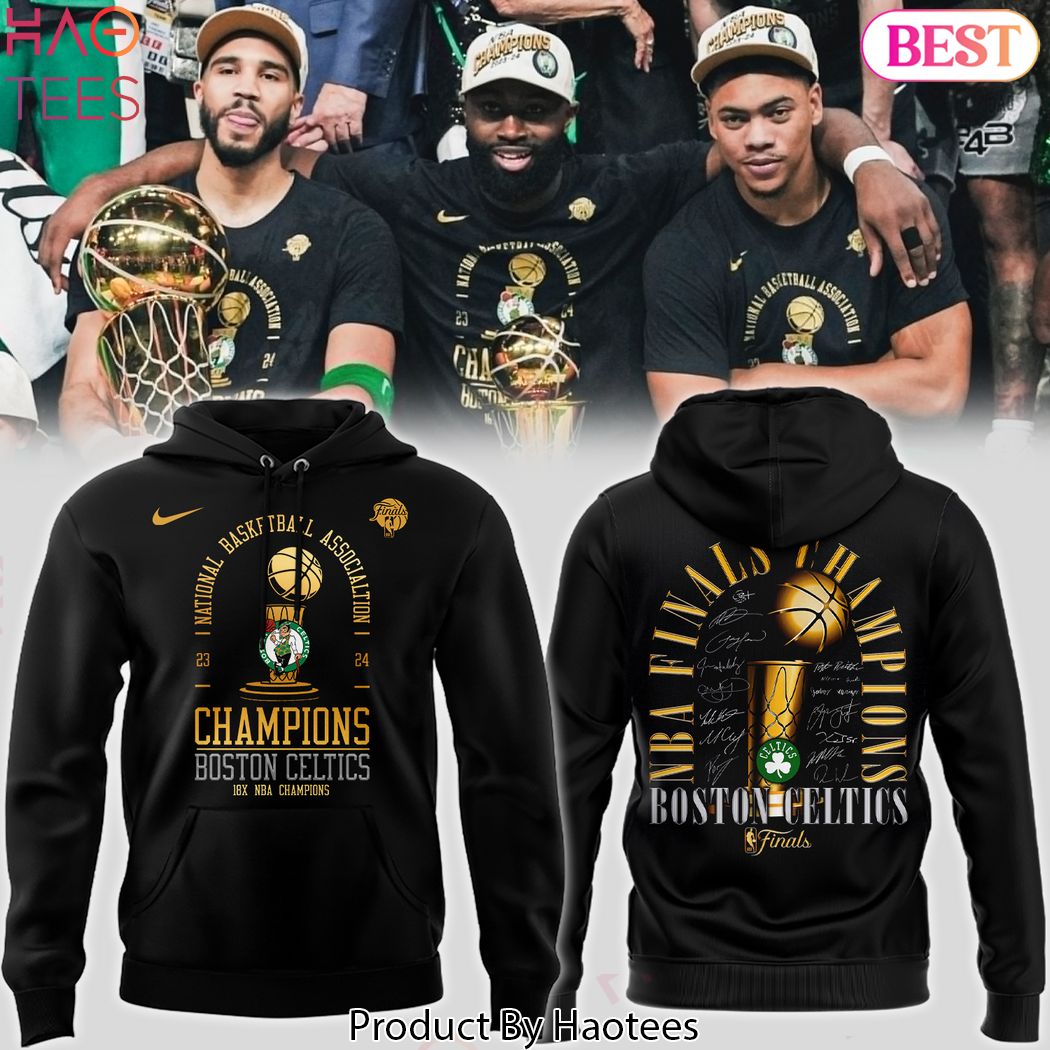 2024 National Basketball Association Champions 18 Time Boston Celtics Design Black Hoodie