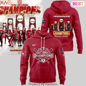 2024 NCAA Softball National Four Peat  Oklahoma Sooners City Design Red Hoodie