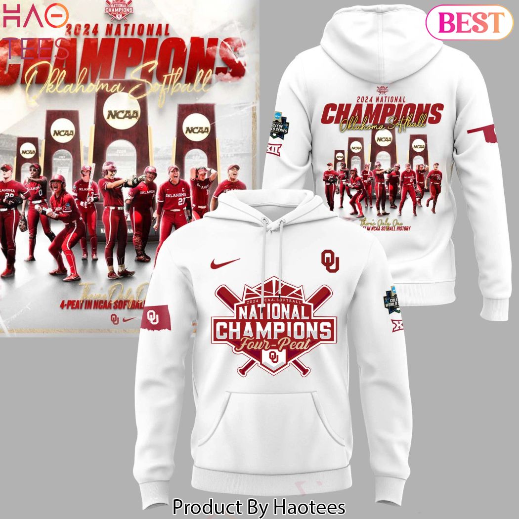 2024 NCAA Softball National Four Peat  Oklahoma Sooners City Hoodie