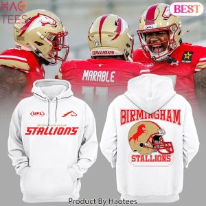 2024 UFL Birmingham Stallions Football Design White Hoodie
