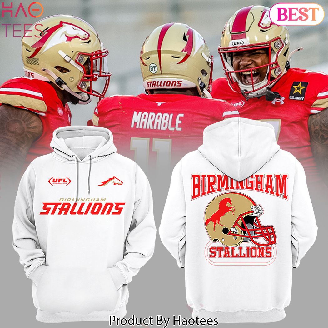 2024 UFL Birmingham Stallions Football Design White Hoodie