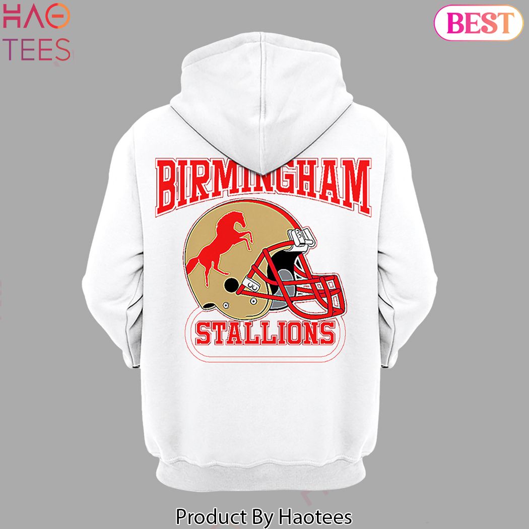 2024 UFL Birmingham Stallions Football Design White Hoodie 2024 UFL Birmingham Stallions Football Design White Hoodie