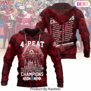 4-Peat NCAA Softball National Champions 2024 Oklahoma Sooners Special Hoodie
