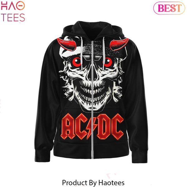 AC DC Hell Bells Satans Comin To You Design Zip Hoodie