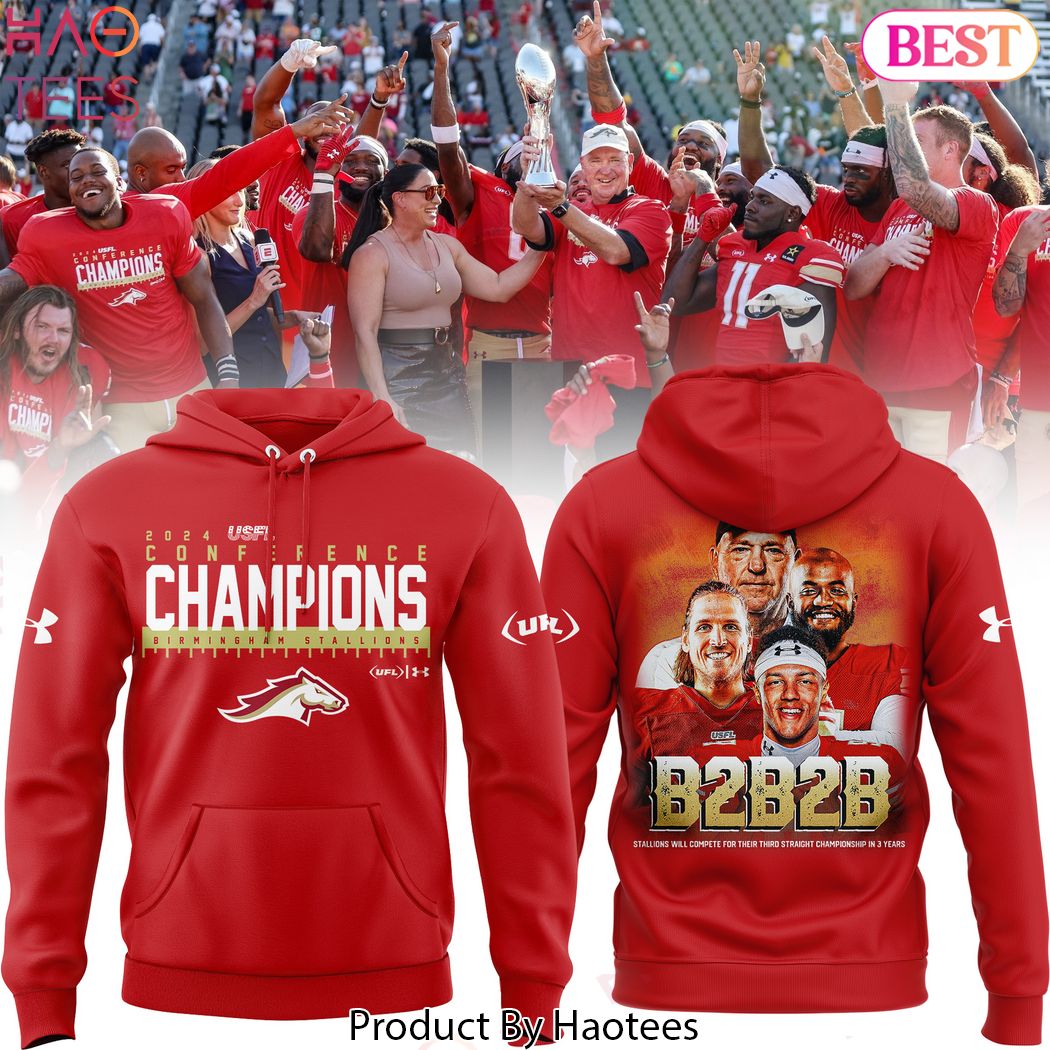 Birmingham Stallions 2024 Usfl Conference Champions Deisgn Red Hoodie