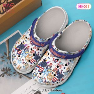 Bluey Happy Independence Day Cartoon Crocs Crocband Clogs Shoes Comfortable For Men Women and Kids