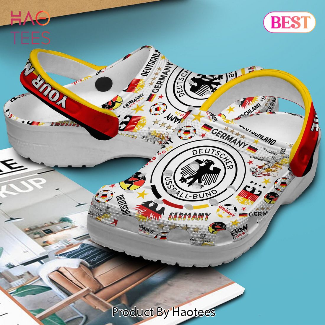 Germany Euro 2024 Crocs Crocband Clogs Shoes Comfortable For Men Women and Kids Germany Euro 2024 Crocs Crocband Clogs Shoes Comfortable For Men Women and Kids