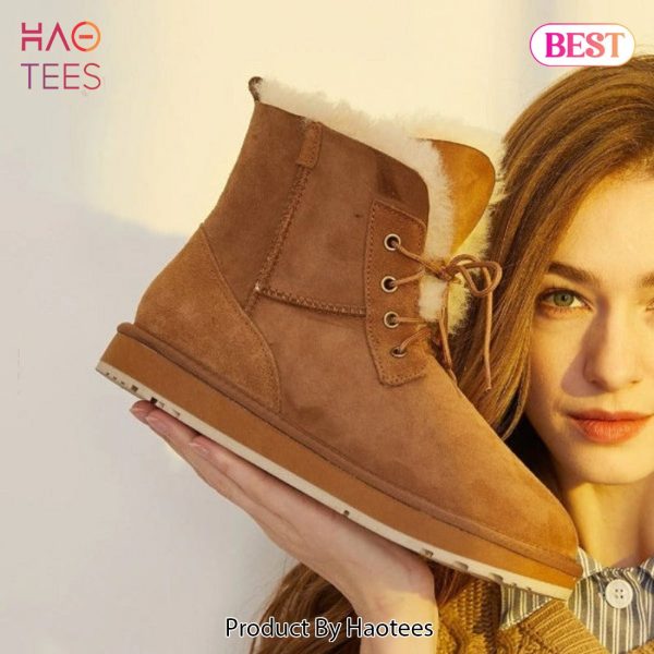 Leather Snow Boots with Natural Wool Lining for Women