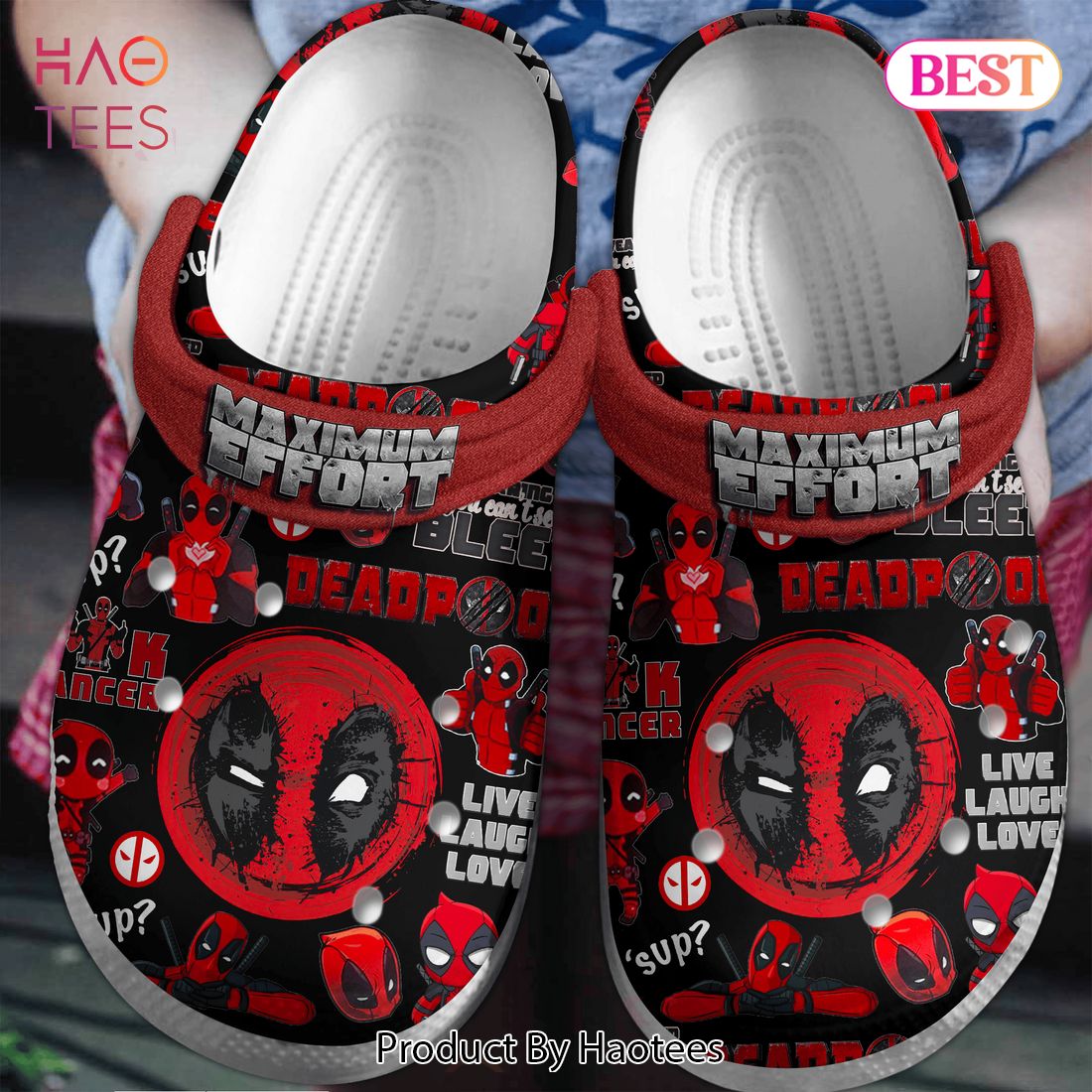 Maximum Effort Deadpool Movie Crocs Crocband Clogs Shoes Comfortable ...