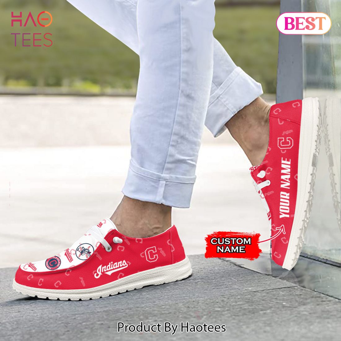MLB Cleveland Indians Custom Name Hey Dude Shoes 01 M7 MLB Cleveland Indians Custom Name Hey Dude Shoes 01 M7