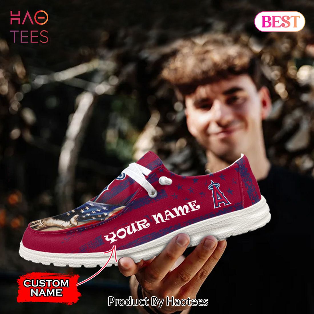 MLB Los Angeles Angels Custom Name Hey Dude Shoes MLB Los Angeles Angels Custom Name Hey Dude Shoes