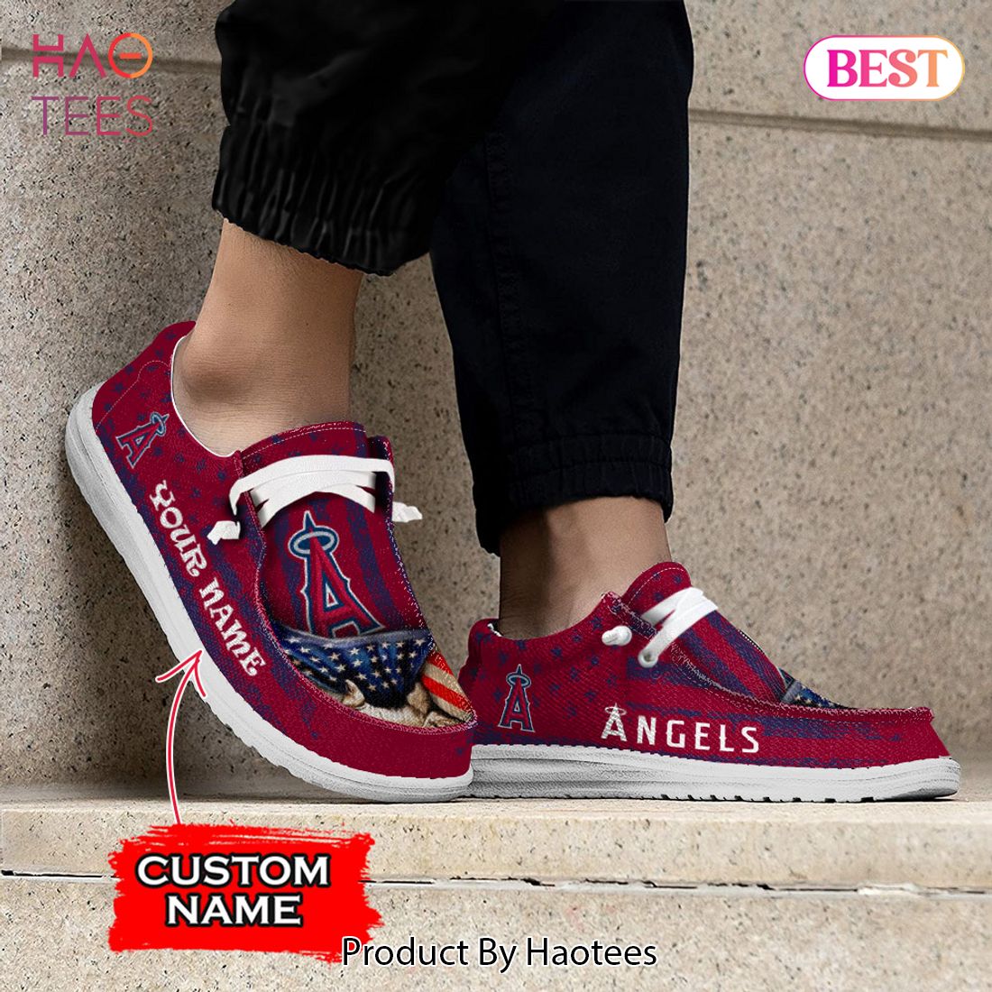 MLB Los Angeles Angels Custom Name Hey Dude Shoes MLB Los Angeles Angels Custom Name Hey Dude Shoes