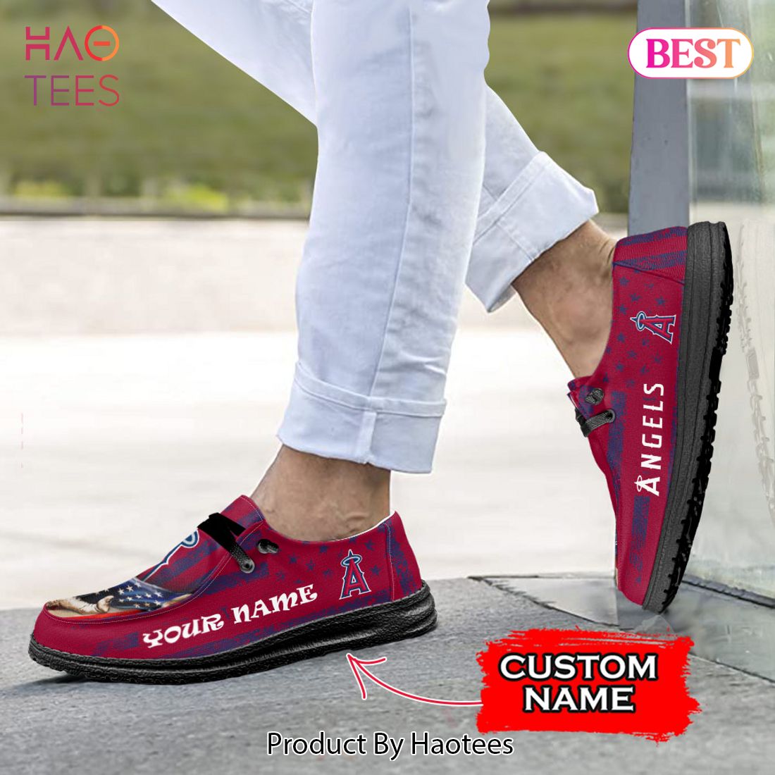 MLB Los Angeles Angels Custom Name Hey Dude Shoes MLB Los Angeles Angels Custom Name Hey Dude Shoes